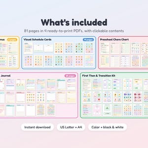 Executive Function Bundle, ADHD Friendly Visual Schedule, Chore Chart, Kids Journal, First Then Board image 4