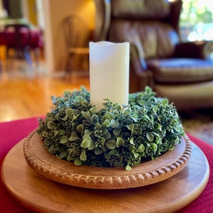 Mini Flowering Boxwood, Boxwood Cabinet Wreath, Candle Ring Wreath, Year Round Wreath, Wedding Wreath, Farmhouse Wreath, Housewarming Gift
