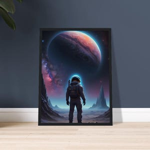 Astronaut Wooden Framed Poster | Spaceman Wall Art | Sci-Fi Poster | Futuristic Wall Art | Premium Matte Paper Wooden Framed Poster
