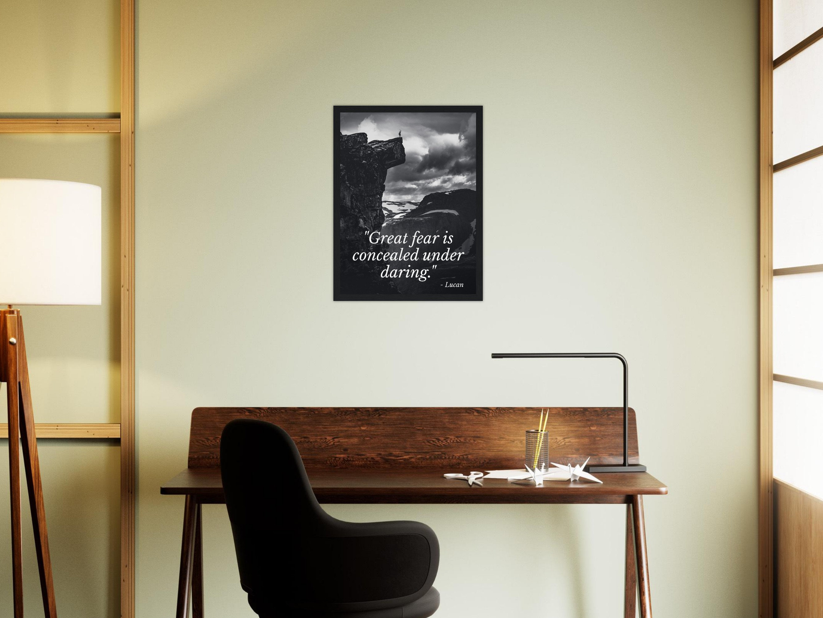 Great Fear is Concealed Under Daring | Motivational Wooden Framed ...