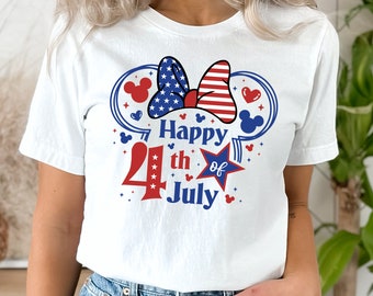 Mouse and friends 4th of July Shirt, Fourth of July Tee, Retro 4th of July Shirt, Mickey and Minnie Disney Family 4th of July USA Freedom