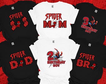 T-shirt assorti anniversaire Spiderman, incroyable chemise Spider Man Avenger, chemise super-héros, maman du garçon d'anniversaire, débardeur Spider-Man