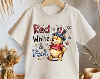 Red White and Pooh 4th of July Disney Tee, Family Matching