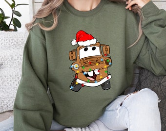 Disney Cars Matter Lightning McQueen Christmas Sweatshirt, Disney Tow Mater Radiator  Pixar Springs xmas Sweater, Disneyland Holiday Hoodie