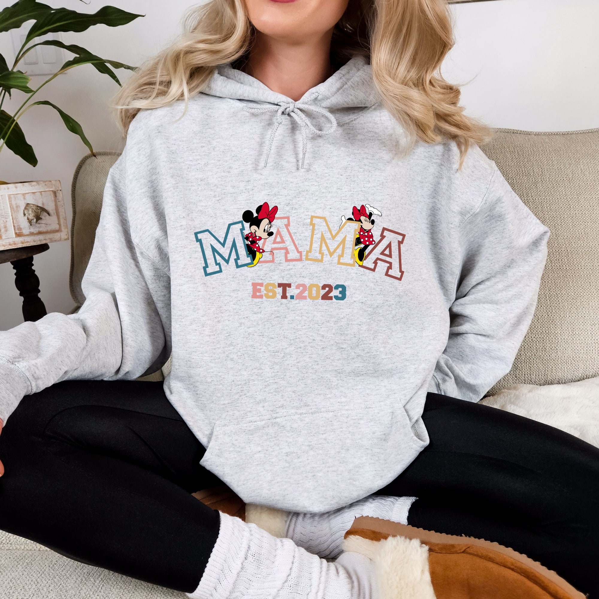 Personalized Mama Minnie Sweatshirt With Kids Names, Pregnant