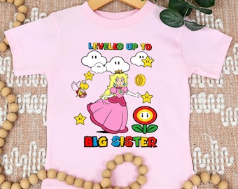 Level up to Big Sister Princess Peaches Bro Shirt, Promoted the Big  Brother, Birth Sibling Announcement Tee I'm Going to Little Bro