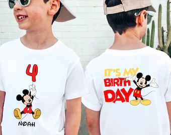 Mickey Birthday Family Matching Disney Birthday Party Tees, Custom Name and Age Shirt, Mommy Daddy Sister Auntie Uncle Tee
