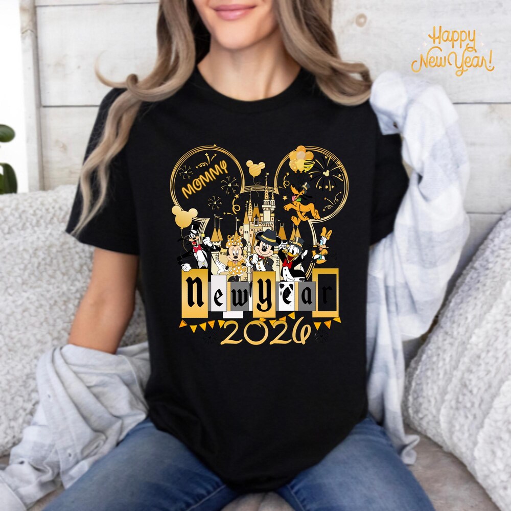 Disney Mickey & Friends Castle New Year 2026 Shirt, Happy New Year Fireworks Tee, Family New Year Trip, Disney Mickey New Year'S Eve Party Bespoketshirt