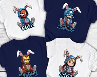 Disney Heros Easter Shirt, Personalized Superhero Easter Name Tee, Custom Spidey Apparel, Magical Kingdom Egg Hunt Gift