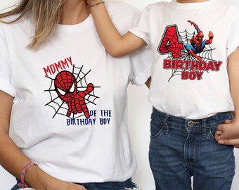 Spiderman Birthday Family Matching T-shirt, Amazing Spider Man Avenger Shirt, Superhero Shirt, Mom of The Birthday Boy, Spider-Man Crop Tank