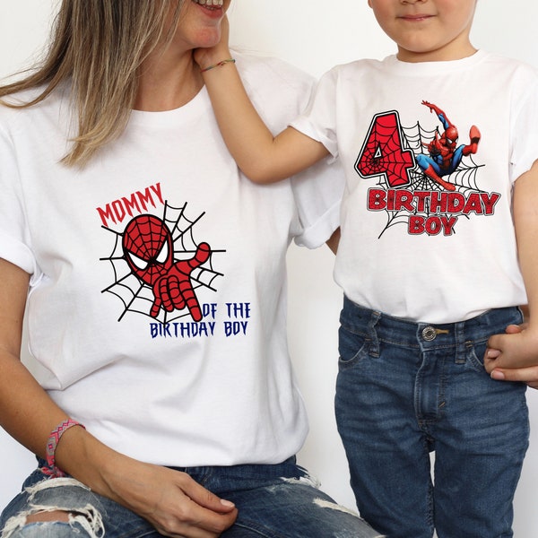 Spiderman Birthday Family Matching T-shirt, Amazing Spider Man Avenger Shirt, Superhero Shirt, Mom of The Birthday Boy, Spider-Man Crop Tank