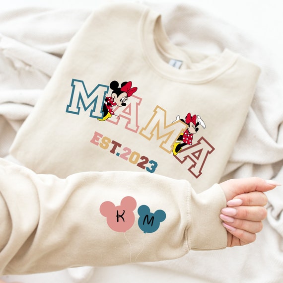 Mama Personalized  Sweatshirt with Kids Names, Disney Custom Mom Sweater, Valentine Minnie Hoodie, Christmas Gift for Grandma Mother Day