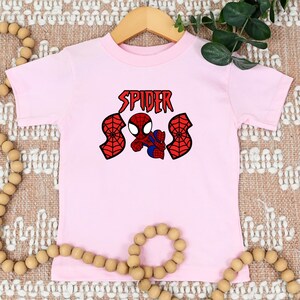 Spidey and Friends Birthday Boy Shirt, Ghost-Spider Superhero Tee, Personalized Name & Age Outfit image 7
