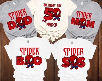 Custom Spider Birthday Boy Family Matching T-shirt Amazing Spider Man Avenger Shirt, Superhero Mom of The Birthday Kids, Spider-Man Tee 5th
