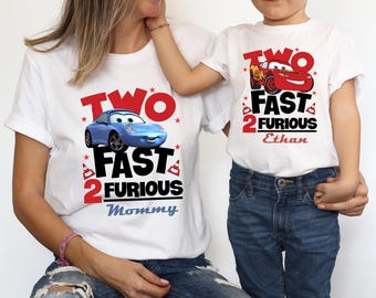 Two Fast Birthday Boy Shirt, Race Car Family Matching Tee, Custom Name Toddler Youth Outfit
