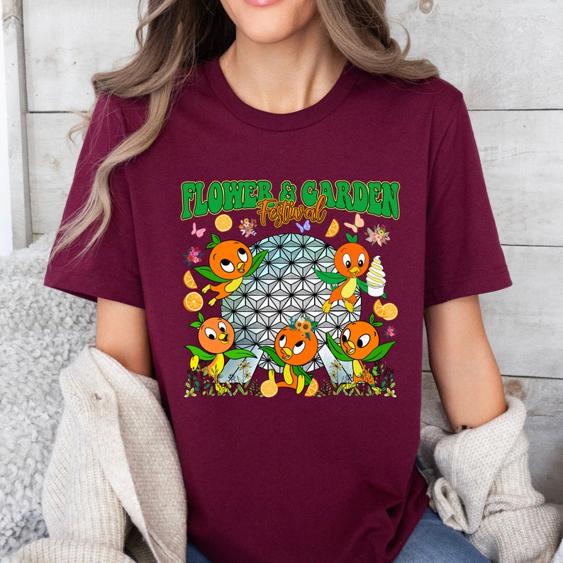 Flower Garden Orange Bird, Floral Epcot Shirt, Blossoms Best Day Ever Tee, International Festival Epcot Tee, Disney Flower Garden Shirt Maroon