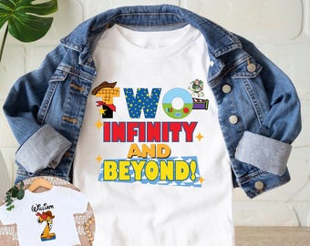 Custom Two infinity and beyond Birthday Boy Shirt, Disney Vacation Toy Story shirt, Buzz Lightyear shirt, Toy Story Second Birthday Shirt