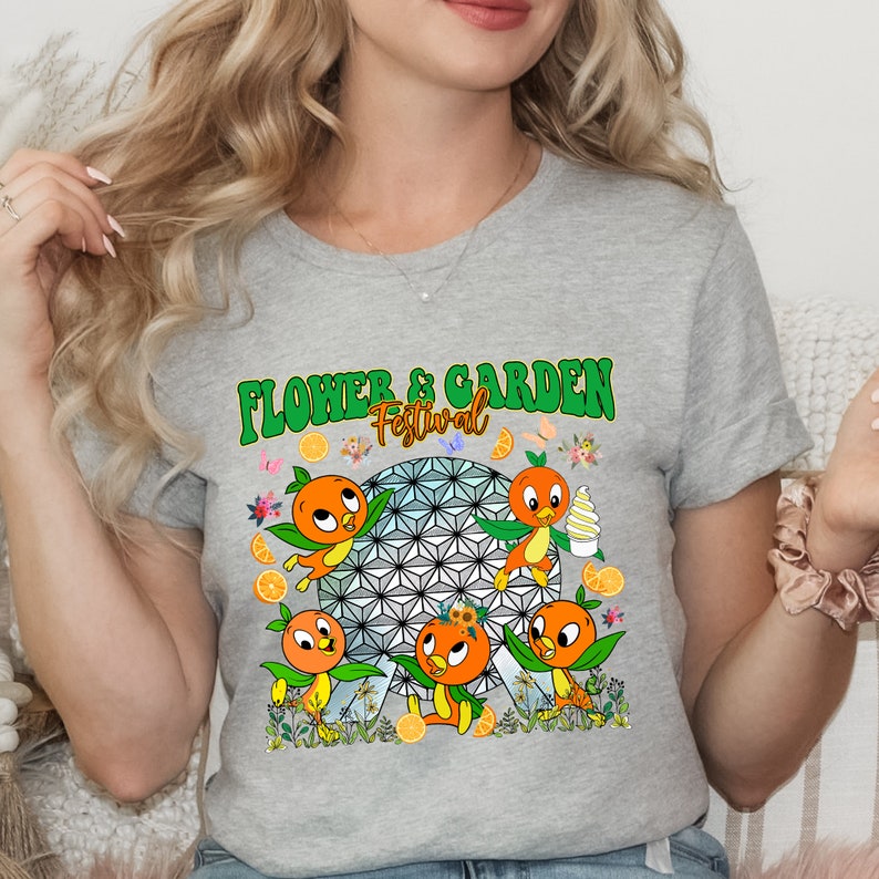 Flower Garden Orange Bird, Floral Epcot Shirt, Blossoms Best Day Ever Tee, International Festival Epcot Tee, Disney Flower Garden Shirt A. Heather Gray