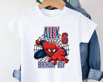 Custom Spider Birthday Boy Family Matching Shirt, Superhero Mom of The Birthday Kids, Cartoon Movie Tee
