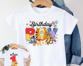 Custom Winnie The Pooh Birthday Boy Shirt Matching Winnie The Pooh Shirts Pooh Bear Birthday family Shirts Toddler Disney Birthday Tee