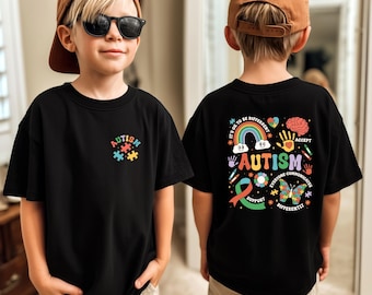 T-shirt pour enfant de sensibilisation à l'autisme, t-shirt Tout le monde communique différemment, haut pour les jeunes soutenant la neurodiversité, t-shirt coloré avec pièces de puzzle