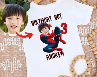Custom Face Spiderman Birthday Kids Shirt, Family Matching Birthday Shirts, Birthday Spiderman Family Tee, Birthday Boy Gift, Personalized
