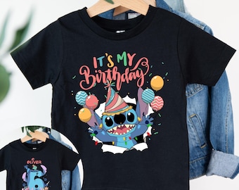In My Birthday Era Stitch Family Matching Shirts, 4th Birthday Disney Vacation Tee, Custom Mom Dad Kids Outfit
