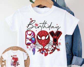 Custom Spiderman Birthday Shirt, Family Matching Avenger Tee