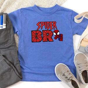 Spidey and Friends Birthday Boy Shirt, Ghost-Spider Superhero Tee, Personalized Name & Age Outfit image 4