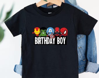 Camiseta de superhéroes para cumpleañeros, Thor el héroe del trueno, Hulk, Spider-Man, vengador, regalo de cumpleaños de dibujos animados