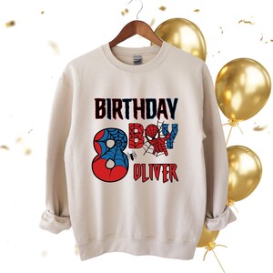 Spiderman Birthday Boy Youth Sweatshirt, Browser 6th, 7th,8th, 9th Birthday Kids Tee, Custom Spiderman Birthday Big Bro Crew Sweater bild 2