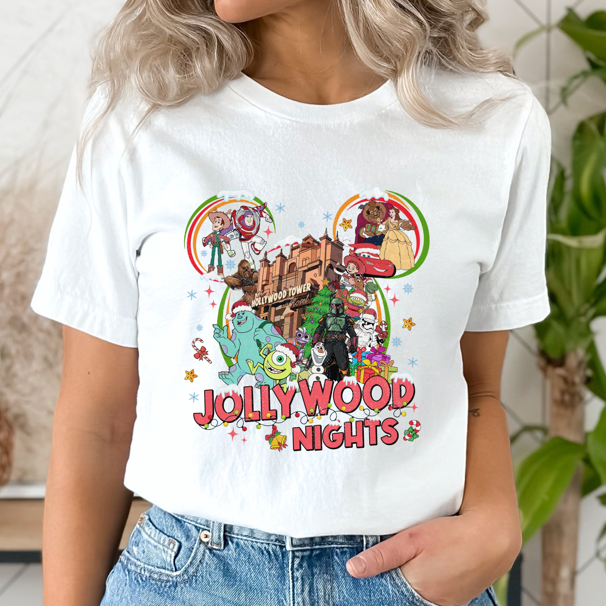 Jolly Wood Night Christmas 2025 Shirt, Disney Family Party Shirt, Christmas Lights Hollywood  Christmas Shirt, Family Vacay Tee, Toy Story