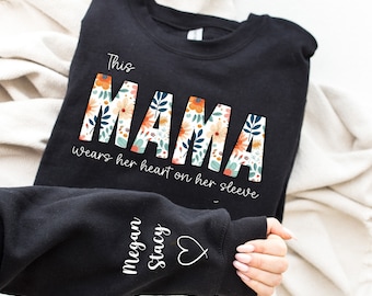 Sweat-shirt maman personnalisé avec noms d'enfants, sweat-shirt maman avec prénoms personnalisés, pull maman personnalisé, sweat à capuche maman personnalisé, cadeau personnalisé pour maman