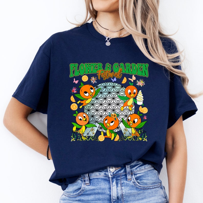 Flower Garden Orange Bird, Floral Epcot Shirt, Blossoms Best Day Ever Tee, International Festival Epcot Tee, Disney Flower Garden Shirt Navy