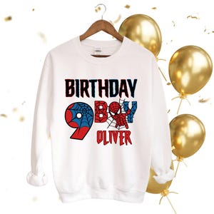 Spiderman Birthday Boy Youth Sweatshirt, Browser 6th, 7th,8th, 9th Birthday Kids Tee, Custom Spiderman Birthday Big Bro Crew Sweater bild 1