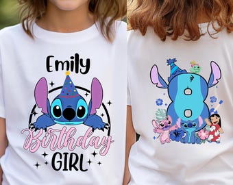 Stitch Birthday Girl Shirts, Custom Disneyworld Stitch Kids Birthday Shirts, Birthday Girl Shirt, Birthday Boy Shirt, Stitch Custom Birthday