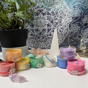 UnBlock ur Energy!! Chakra Tea Lights w/ removable Chakra charm 2 wear. Includes color therapy for connecting higher self.