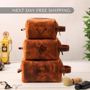 Personalized Leather Dopp Kit: Engraved Toiletry Bag, Groomsmen Gift