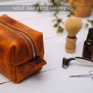 Personalized Leather Dopp Kit: Monogrammed Toiletry Bag, Groomsmen Gift