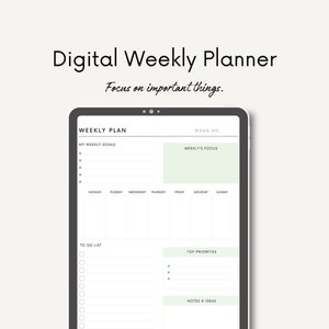 Undated Digital Planner, Weekly Planner, Minimalist Planner, iPad Planner, Goodnotes planner, Downloadable Planner, Digital Planner