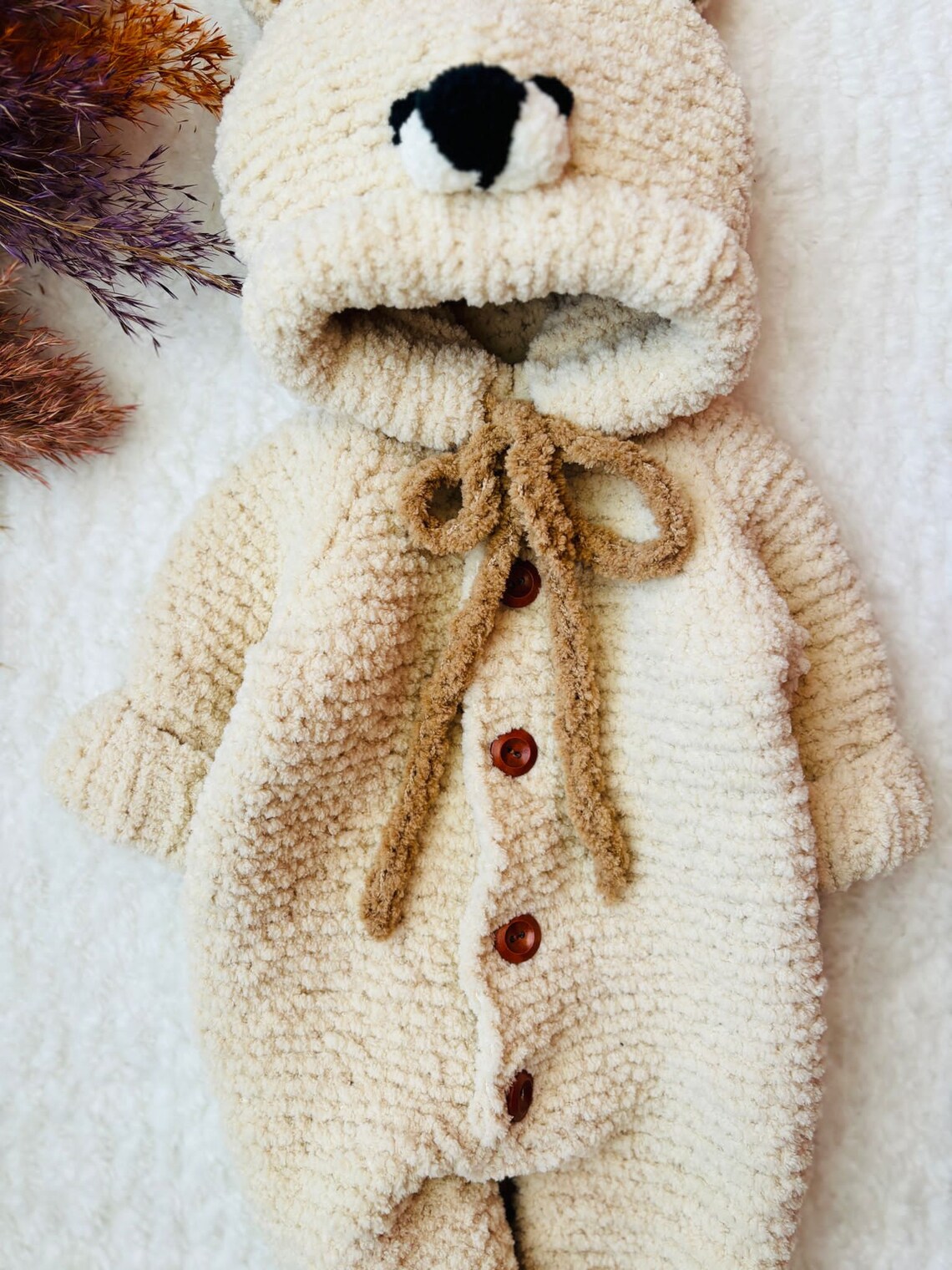 White Bear With Gift On Red Baby Romper