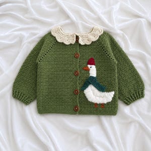 Crochet Baby Cardigan: Handmade Baby and Toddler Sweater with Goose