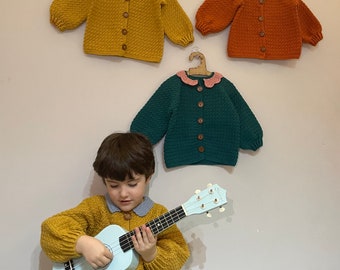 Vintage Baby cardigan-handknitted cardigan-embroidered jacket for kids-toddler cardigan-baby winter clothes-Gift for Toddler-Baby outfit