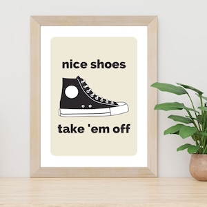 Remove Your Shoes | Open House or Front Entry Sign, Real Estate Wall Art, Instant Download Digital Print - Converse