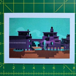 Impression de carte postale vibrante Sewer City par Khasmworks