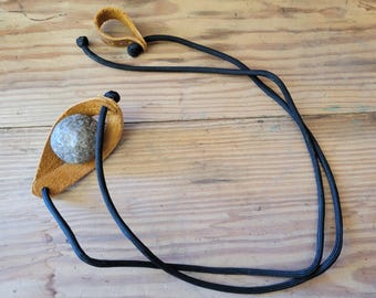 Handmade Leather Shepherd Sling: Paracord Survival Rock Sling