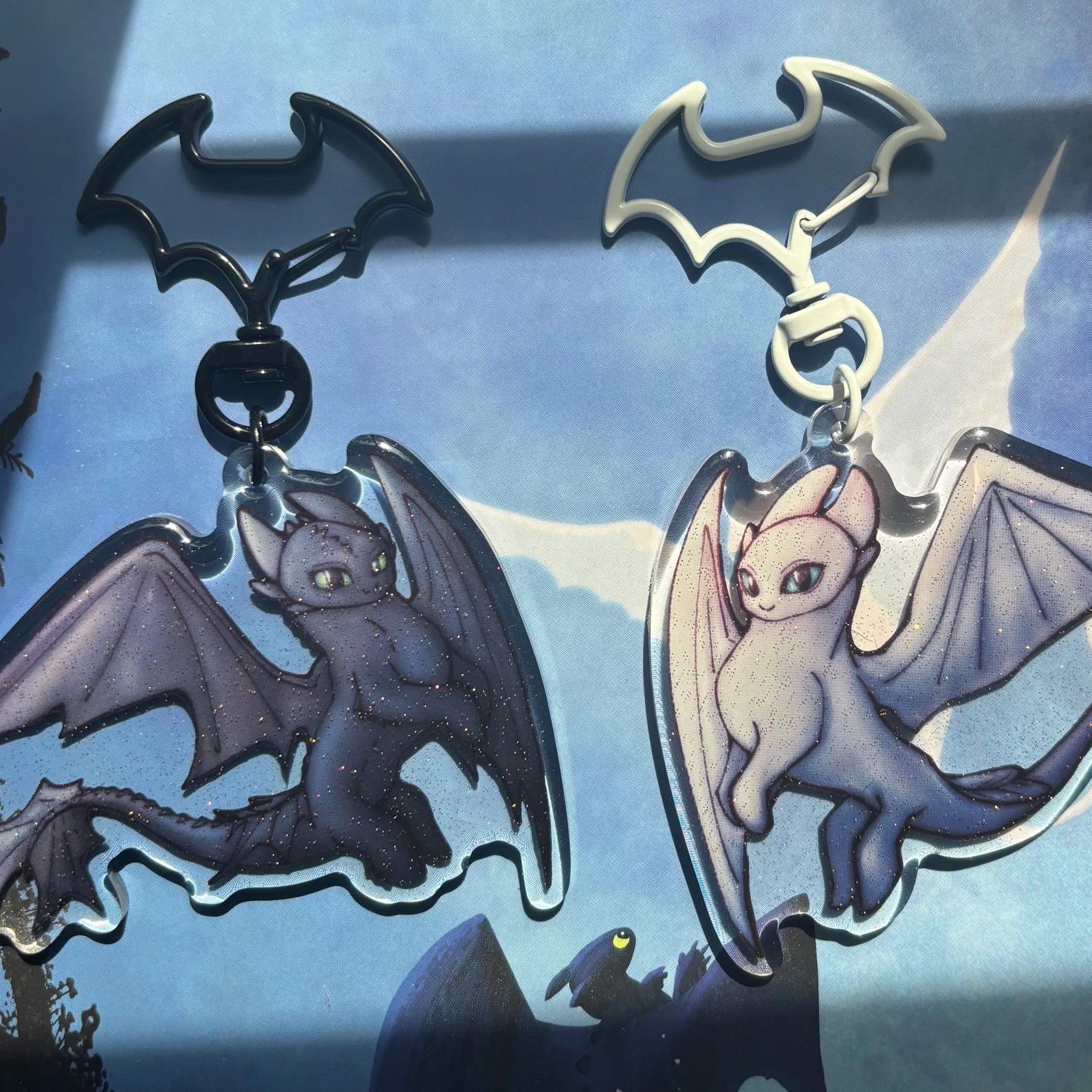 How to Train Your Dragon Toothless and Light Fury Acrylic Keychains - Etsy