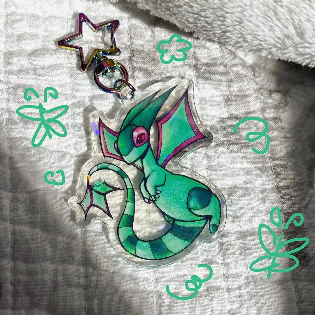 Flygon Merch Flygon Pokemon Holographic Keychain - Etsy