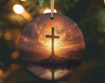 Cross Christmas Ornament Sublimation PNG, 300 dpi, Christmas Round Ornament PNG 3D Christmas Ornament Digital Download ONLY