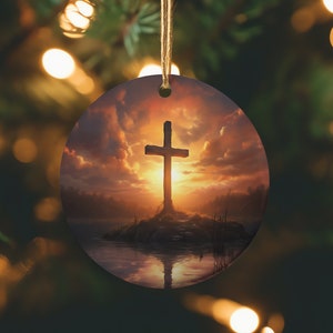 Cross Christmas Ornament Sublimation PNG, 300 dpi, Christmas Round Ornament PNG 3D Christmas Ornament Digital Download ONLY